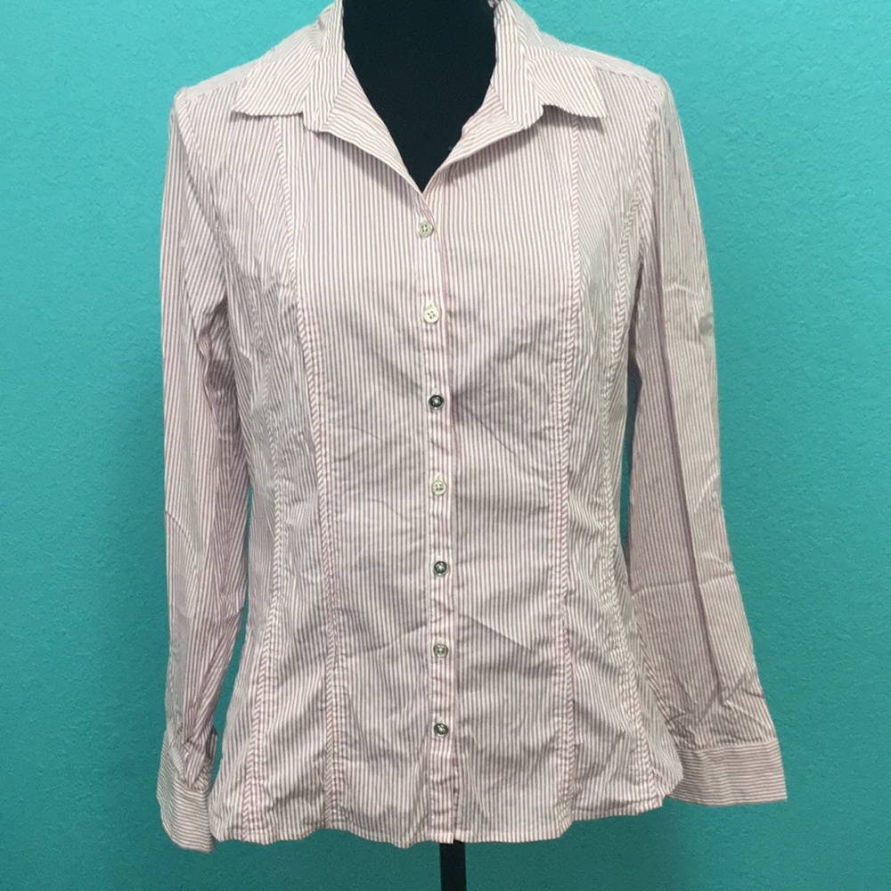 WHBM striped white and pink shirt size 12